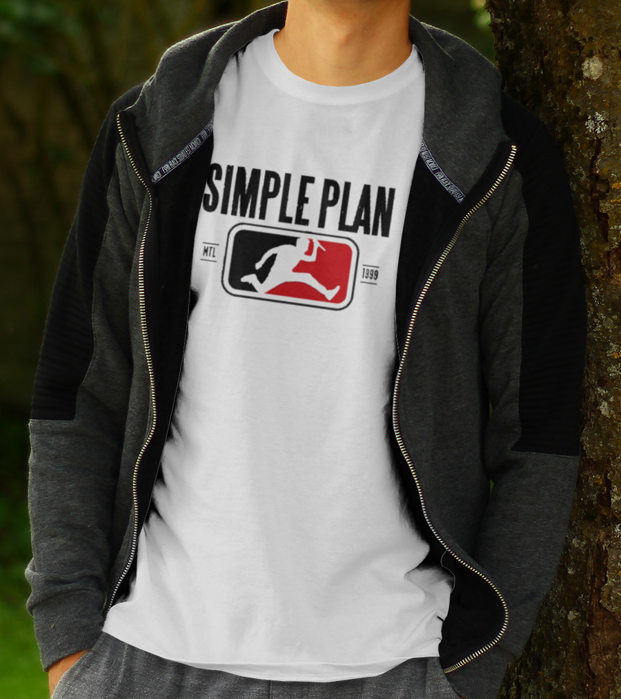 SIMPLE PLAN SP MTL 1999 Baseball Style Logo Jumping Figure T-Shirt