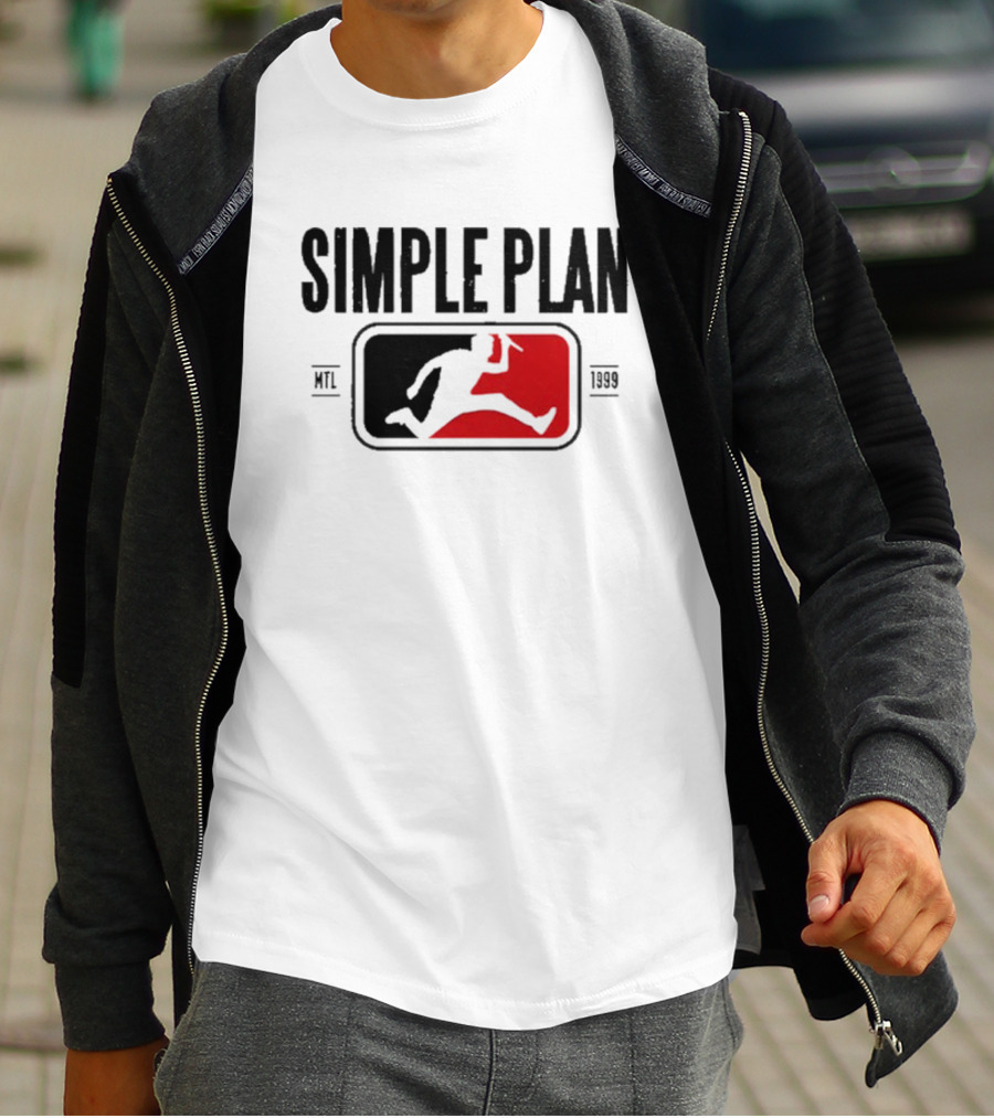 SIMPLE PLAN SP MTL 1999 Baseball Style Logo Jumping Figure T-Shirt