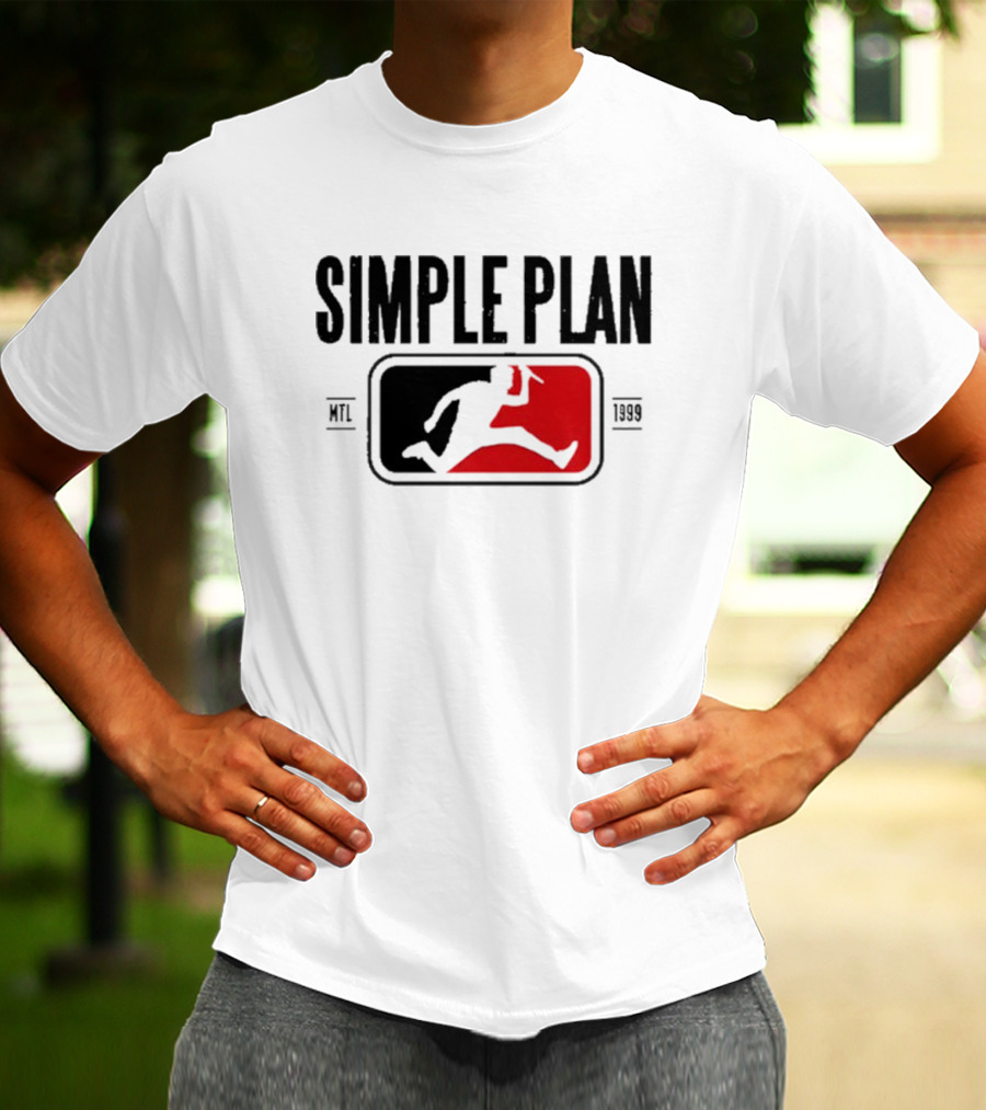 SIMPLE PLAN SP MTL 1999 Baseball Style Logo Jumping Figure T-Shirt