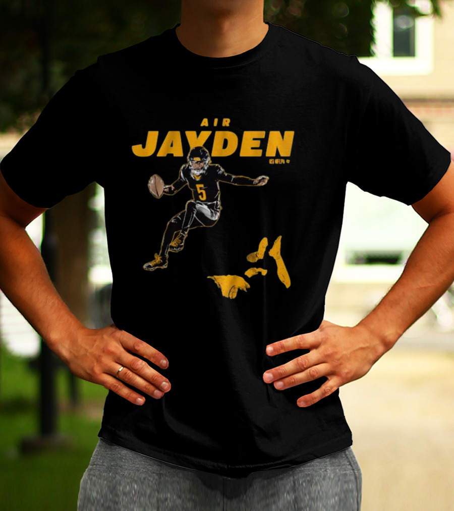 Air Jayden NFL Football Number 5 Jumping Action T-Shirt