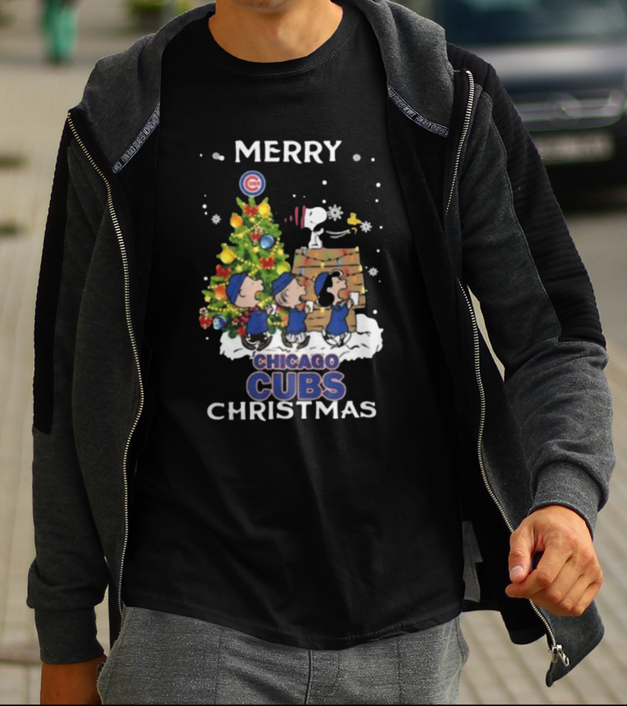 Merry Chicago Cubs Christmas Snoopy And Friends T-Shirt