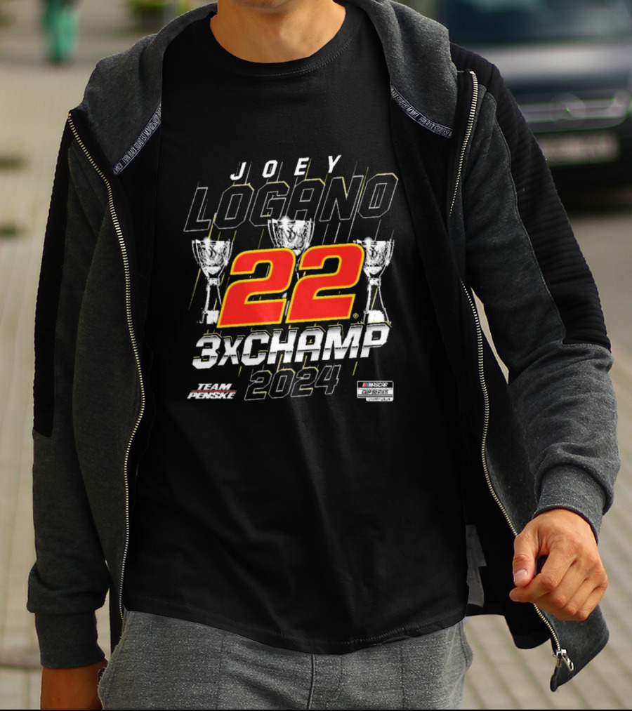 Joey Logano Team Penske 22 NASCAR Cup Series 3X Champ T-Shirt