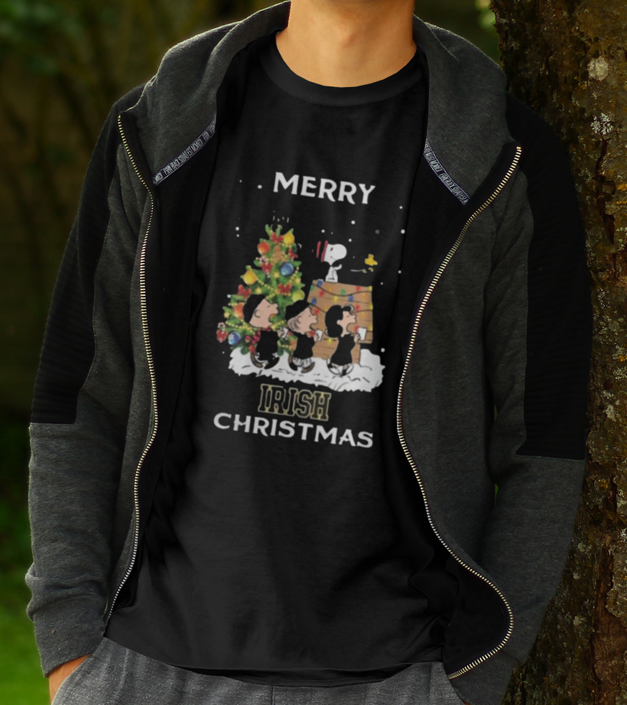 Merry Irish Christmas Notre Dame Fighting Irish X Snoopy And Friends T-Shirt