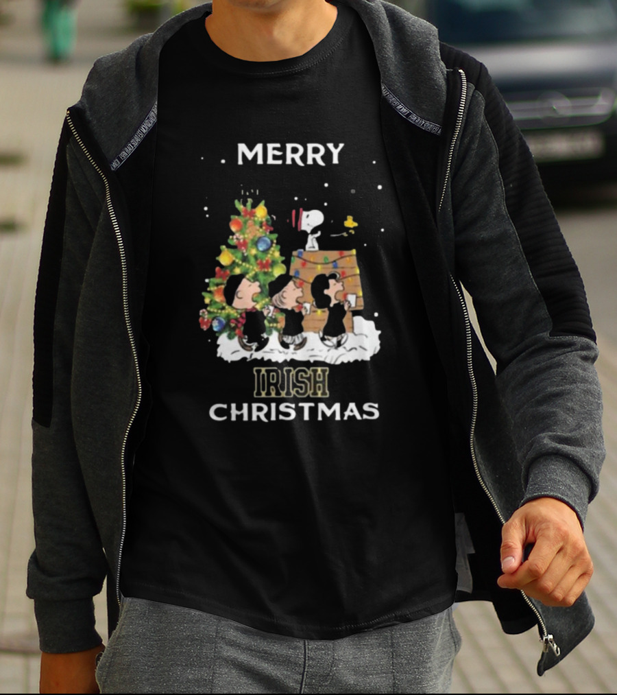 Merry Irish Christmas Notre Dame Fighting Irish X Snoopy And Friends T-Shirt