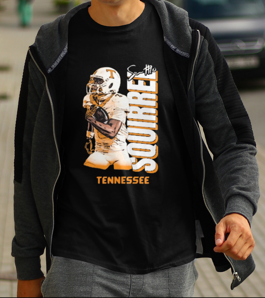 Tennessee Volunteers Squirrel White Football Signature T-Shirt