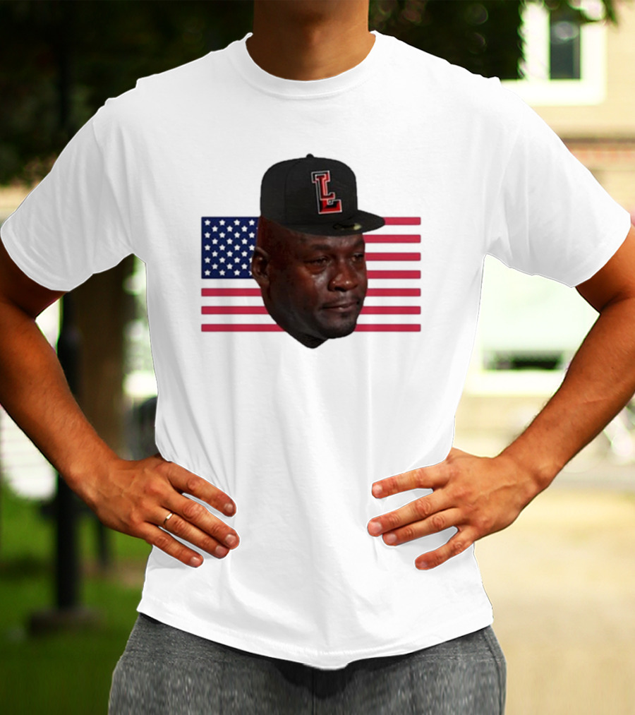 Michael Jordan Crying Meme USA Flag LL Cap T-Shirt