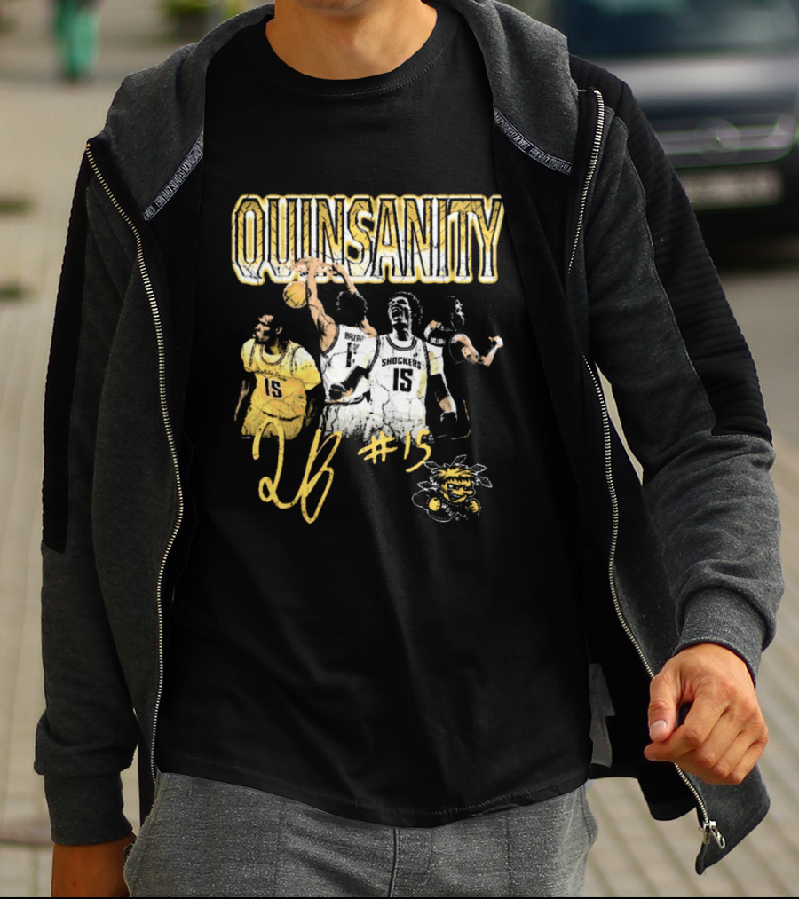 Quinsanity QB #15 Wichita State Shockers Basketball 90s Washed Signature T-Shirt