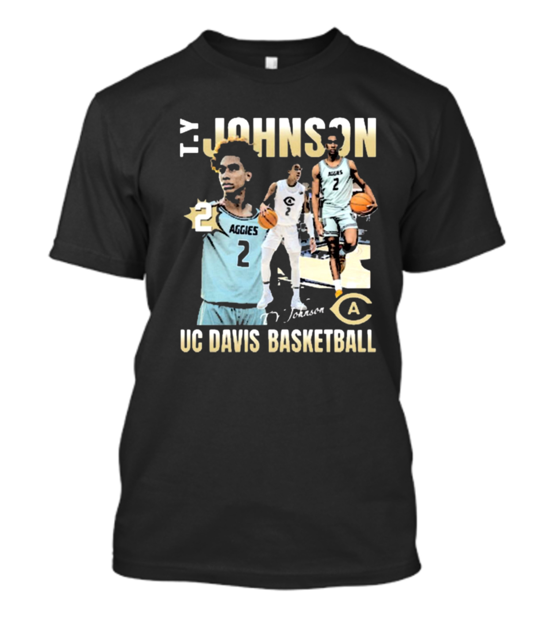 T.Y. Johnson UC Davis Aggies Basketball Number 2 Signature T-Shirt