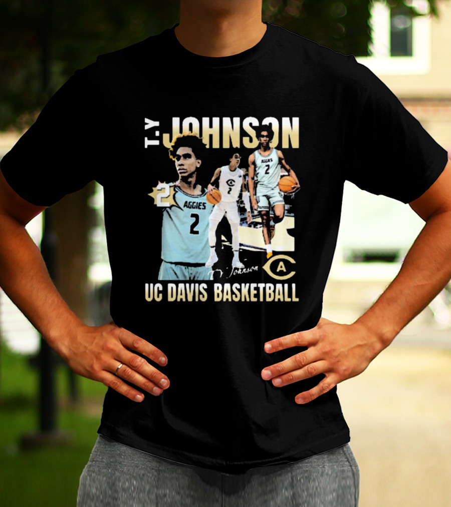 T.Y. Johnson UC Davis Aggies Basketball Number 2 Signature T-Shirt