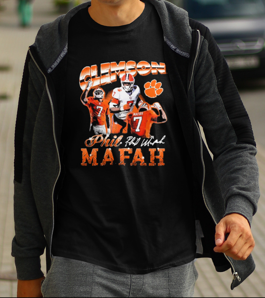 Clemson Tigers Phil Mafah 90s Retro Signature 7 T-Shirt