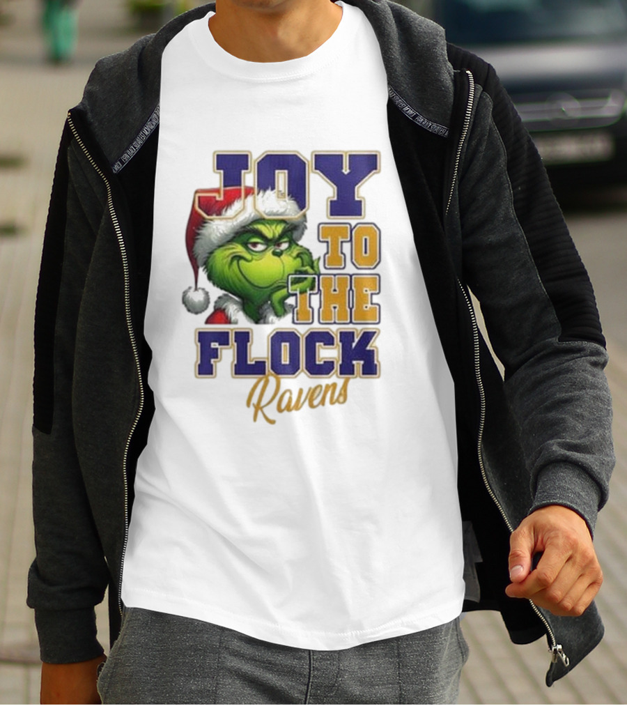 Joy To The Flock Ravens Merry Christmas The Grinch T-Shirt
