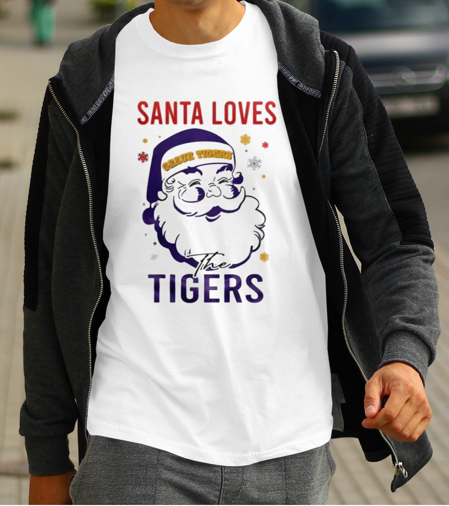 Santa Loves The LSU Tigers Christmas T-Shirt