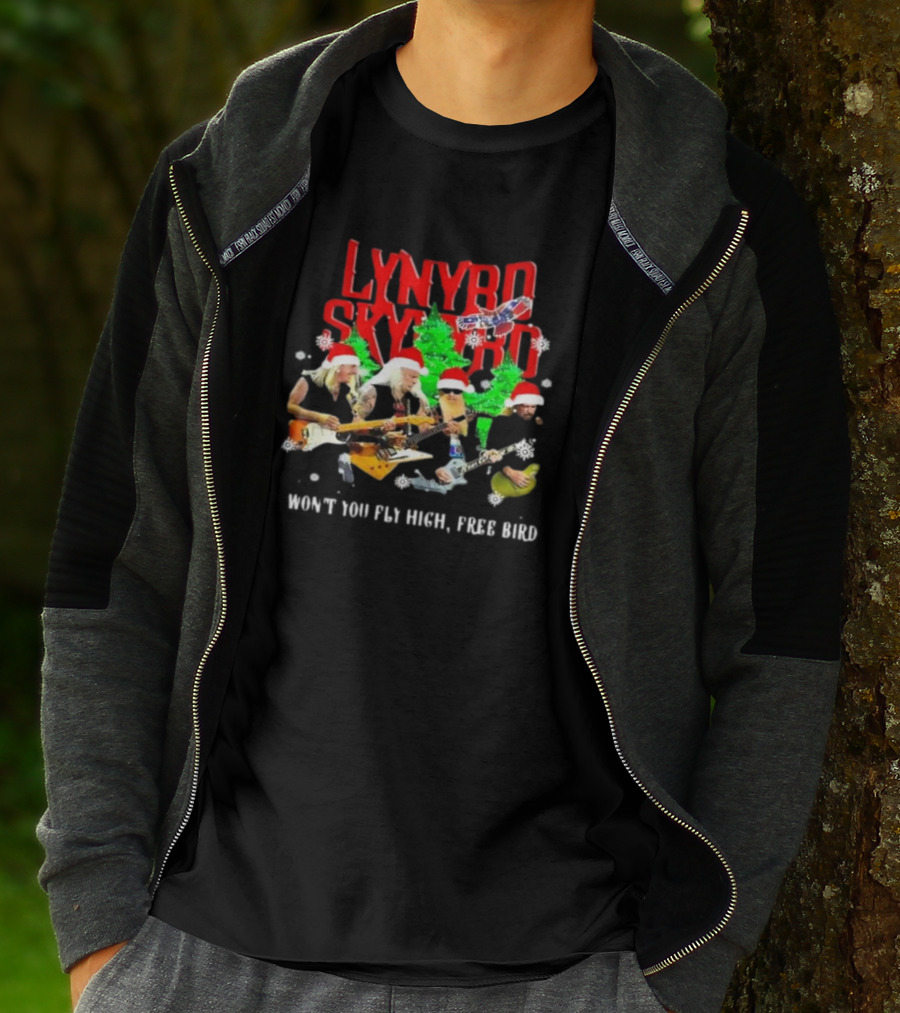 Lynyrd Skynyrd Won’t You Fly High Free Bird Christmas Holiday Band Santa Hats T-Shirt