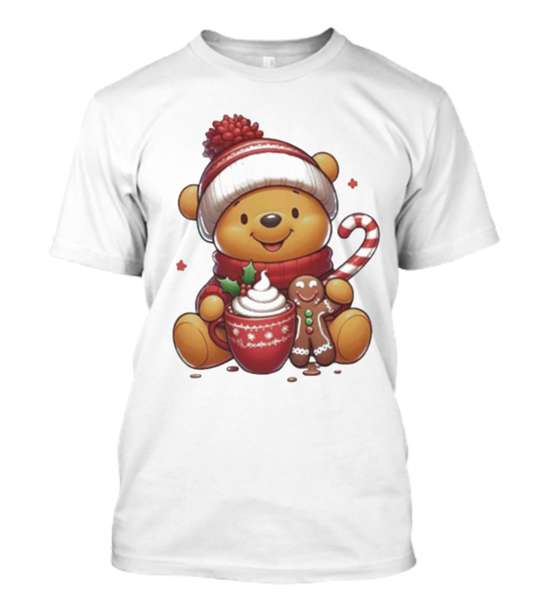 Winnie The Pooh Christmas Cocoa Candy Cane Gingerbread T-Shirt