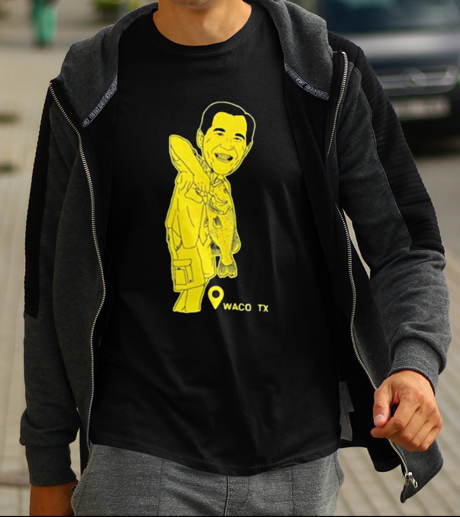 Cott Drew Fishing Caricature Waco TX T-Shirt