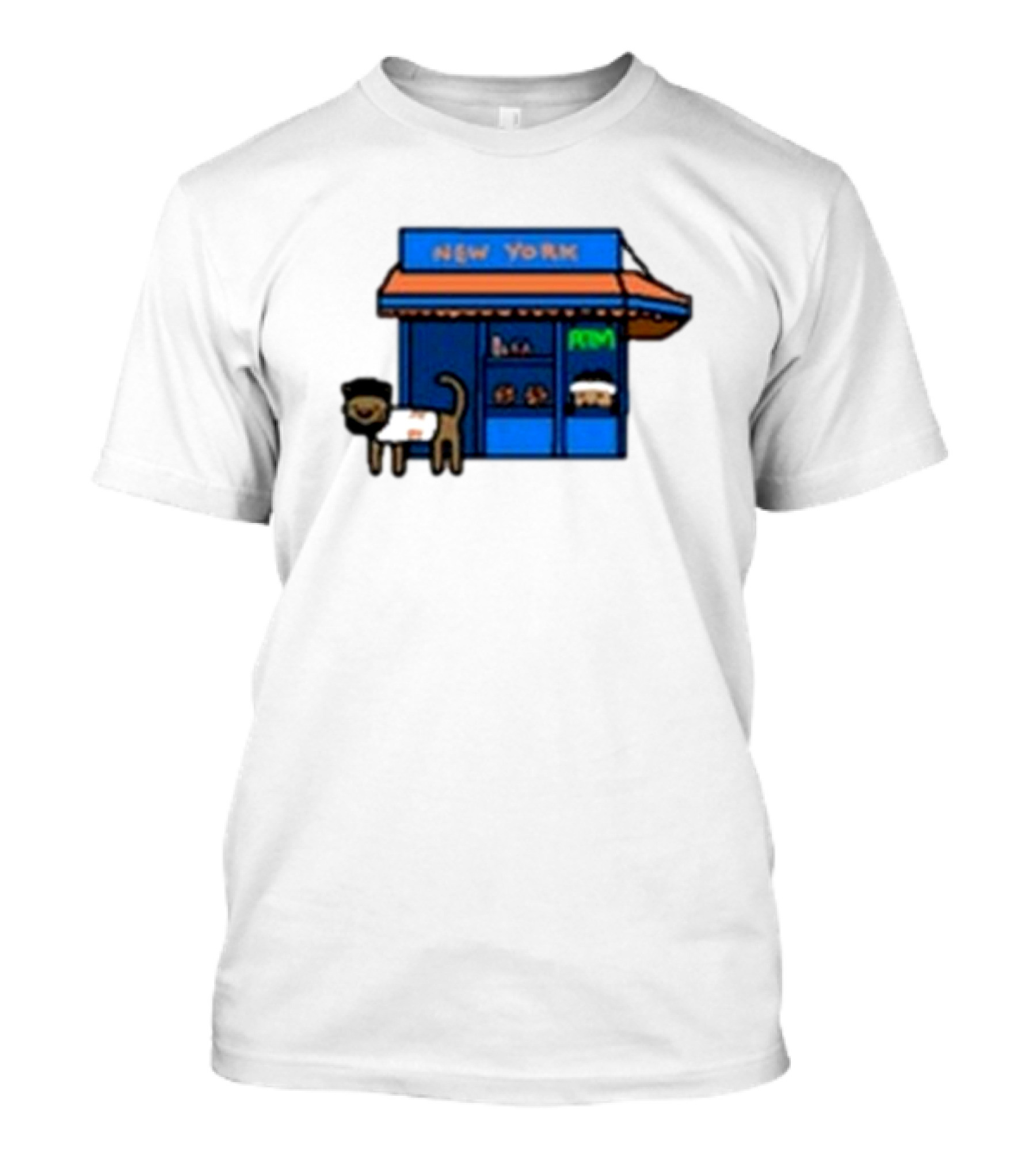 New York Bodega Kat With Blue Storefront And ATM T-Shirt