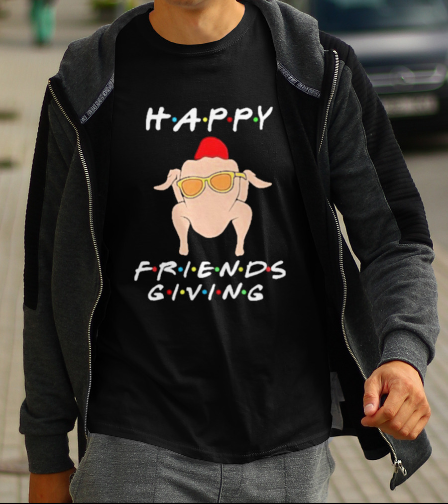 Happy Friendsgiving Turkey With Sunglasses Thanksgiving Holiday Fun T-Shirt