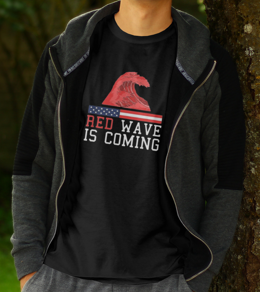 Red Wave Is Coming American Flag Wave T-Shirt