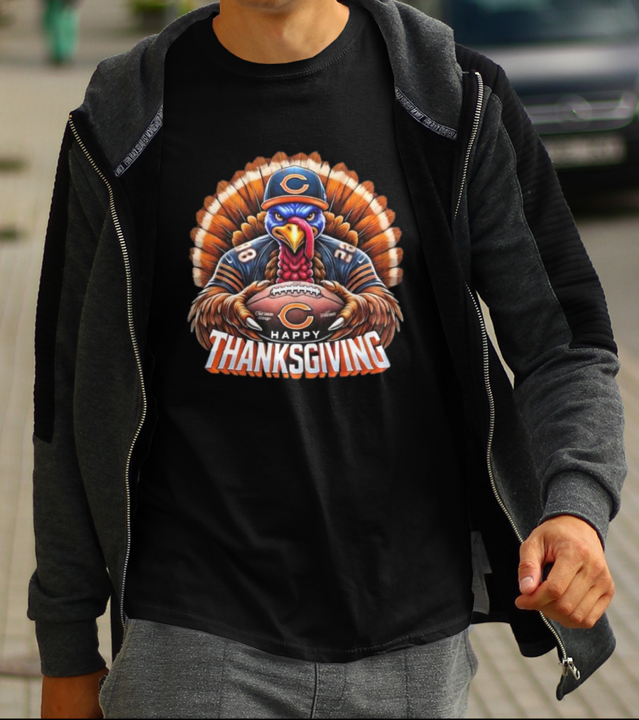 Happy Thanksgiving Chicago Bears Turkey Football T-Shirt