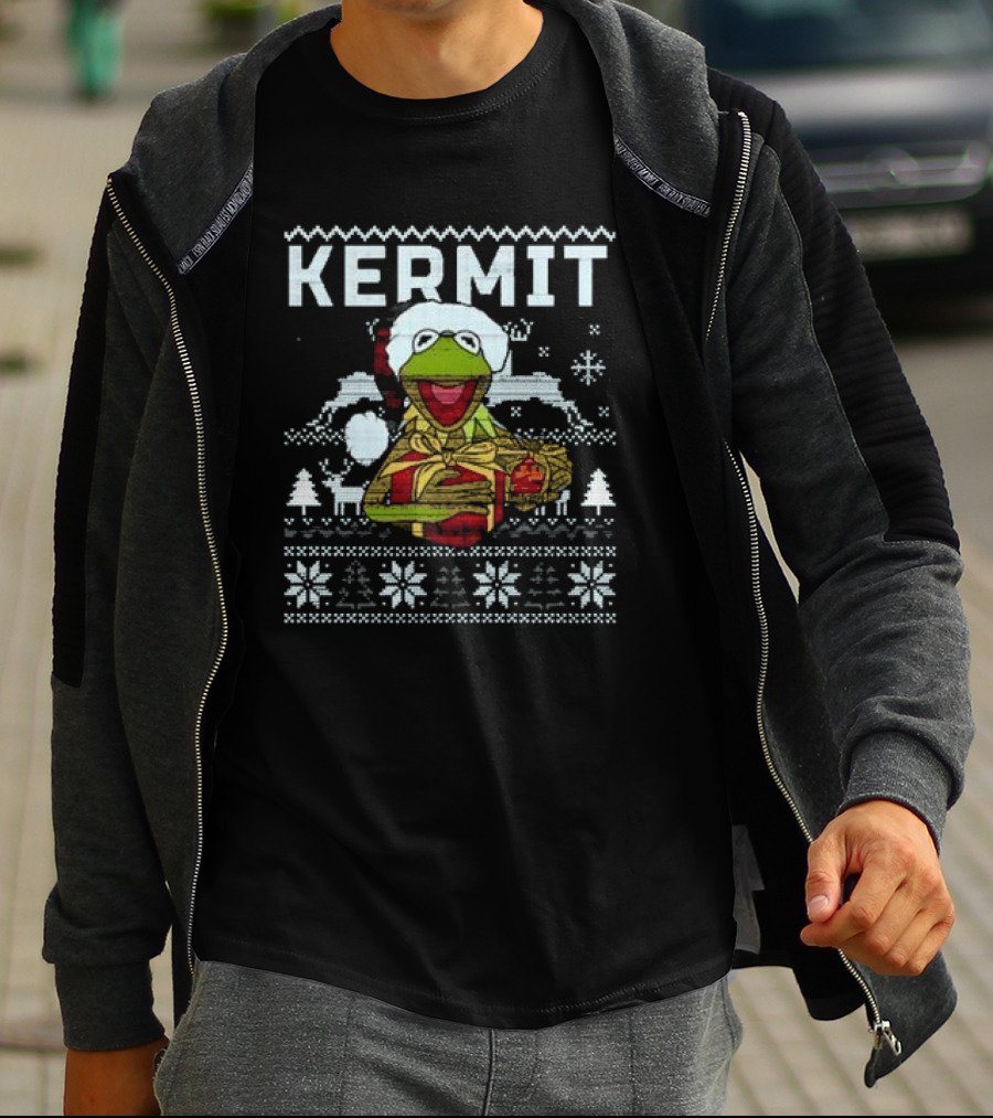 Kermit Christmas Ugly Sweater Muppet Christmas Carol Festive T-Shirt