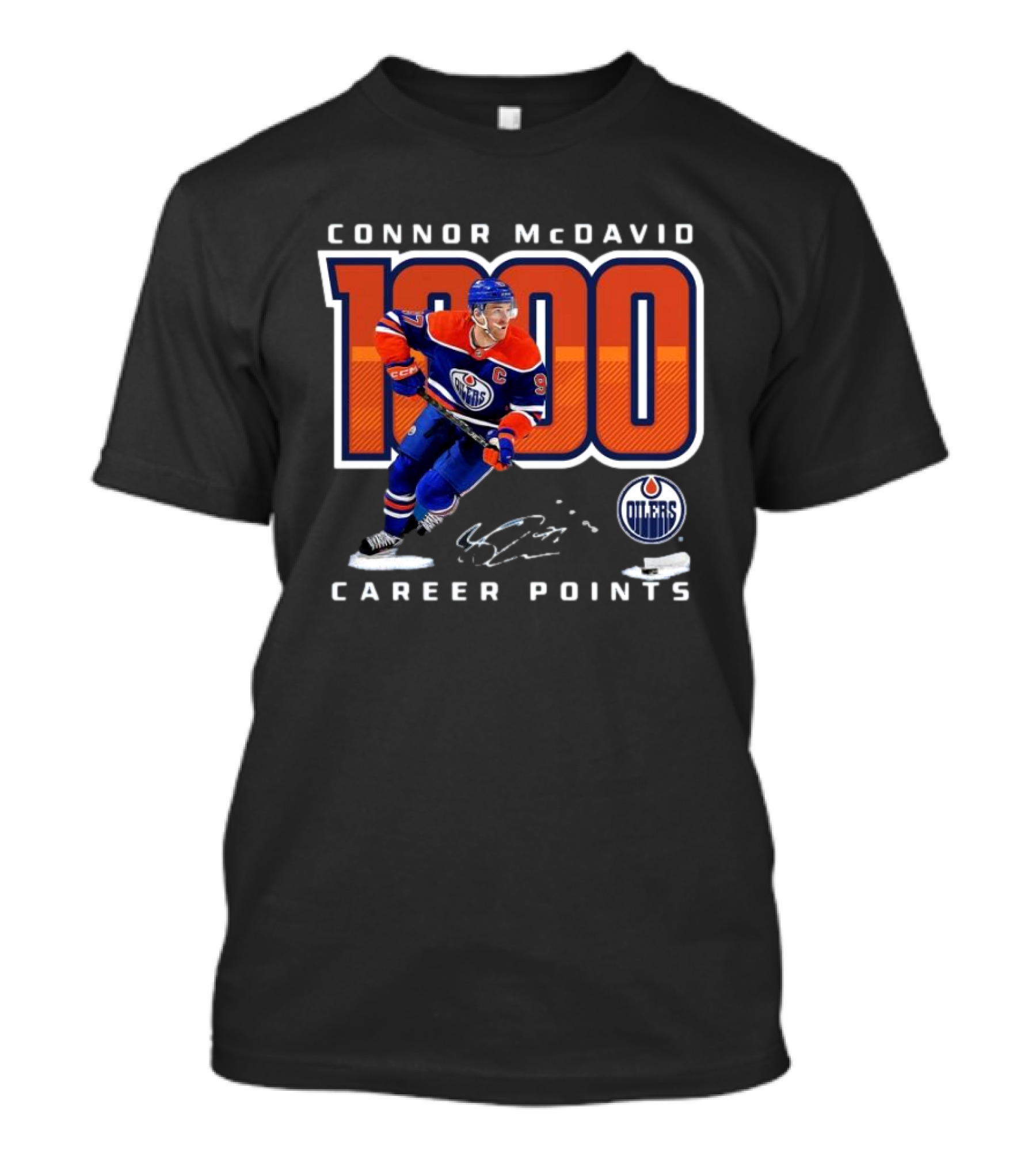 Connor McDavid 1000 Career Points Edmonton Oilers T-Shirt