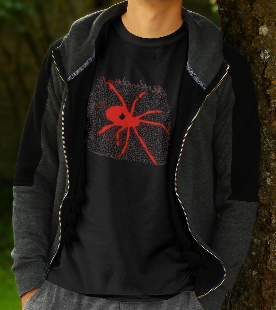 Widowdusk Red Spider Black Dotted Background T-Shirt