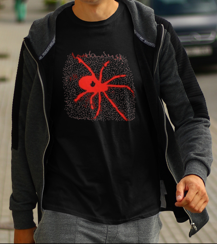 Widowdusk Red Spider Black Dotted Background T-Shirt