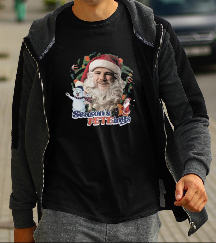 Santa Season's Peteings Christmas Polar Bear NYC Holiday T-Shirt