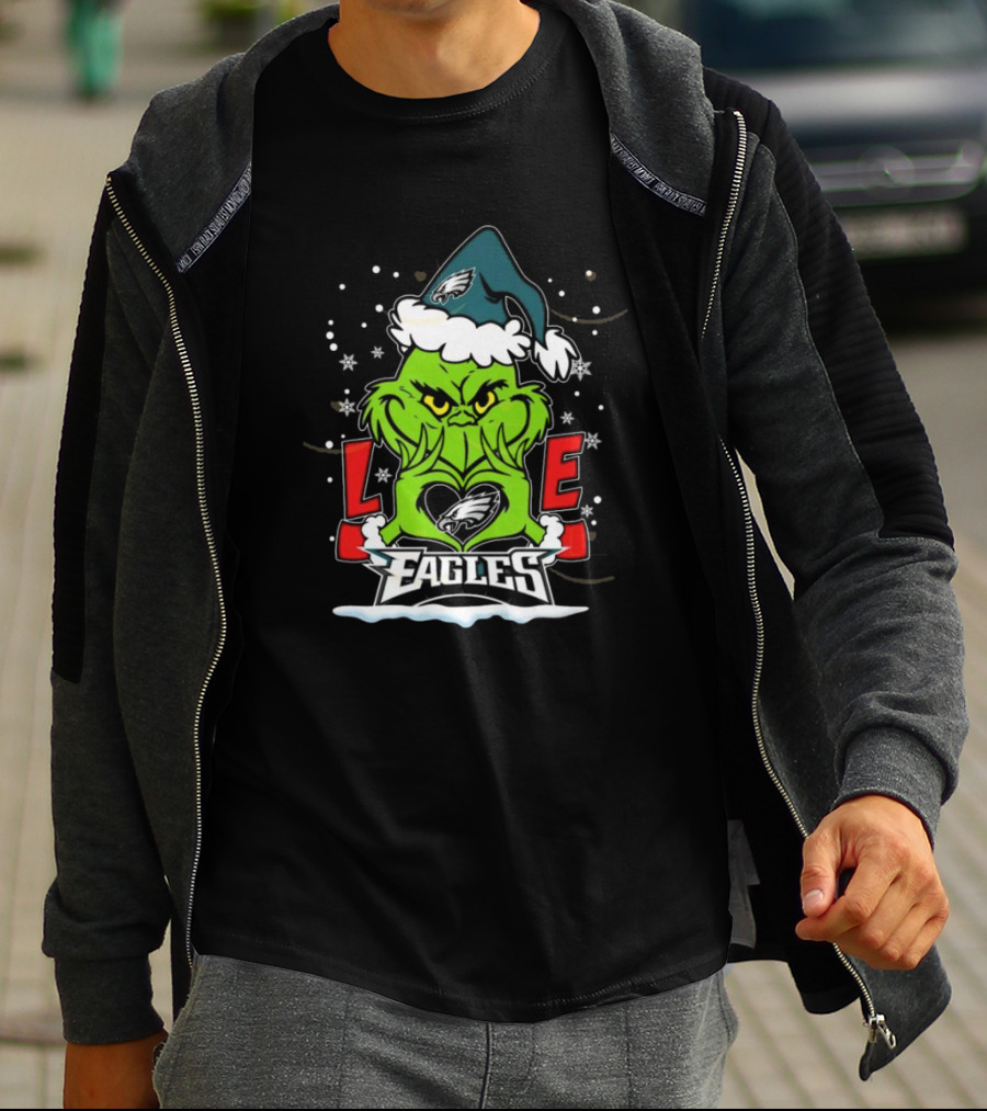 The Grinch Philadelphia Eagles Love Snowy Hat Stars T-Shirt