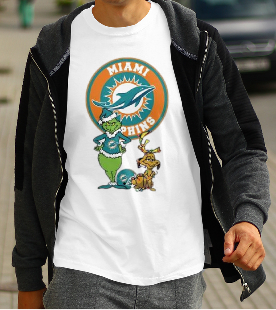 Grinch Max Miami Dolphins Merry Christmas T-Shirt