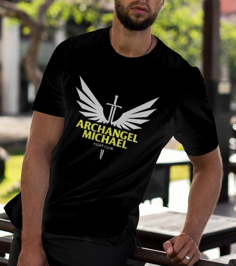 Archangel Michael Sword Wings Emblem Fight Club T-Shirt