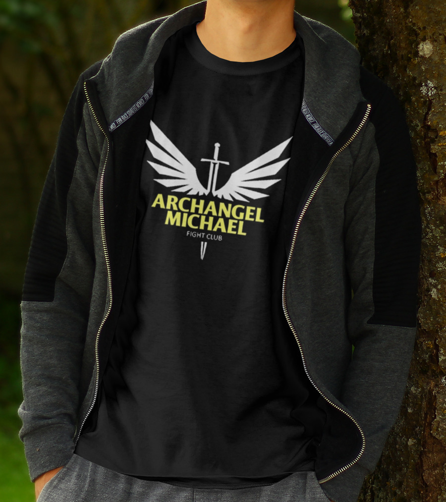 Archangel Michael Sword Wings Emblem Fight Club T-Shirt