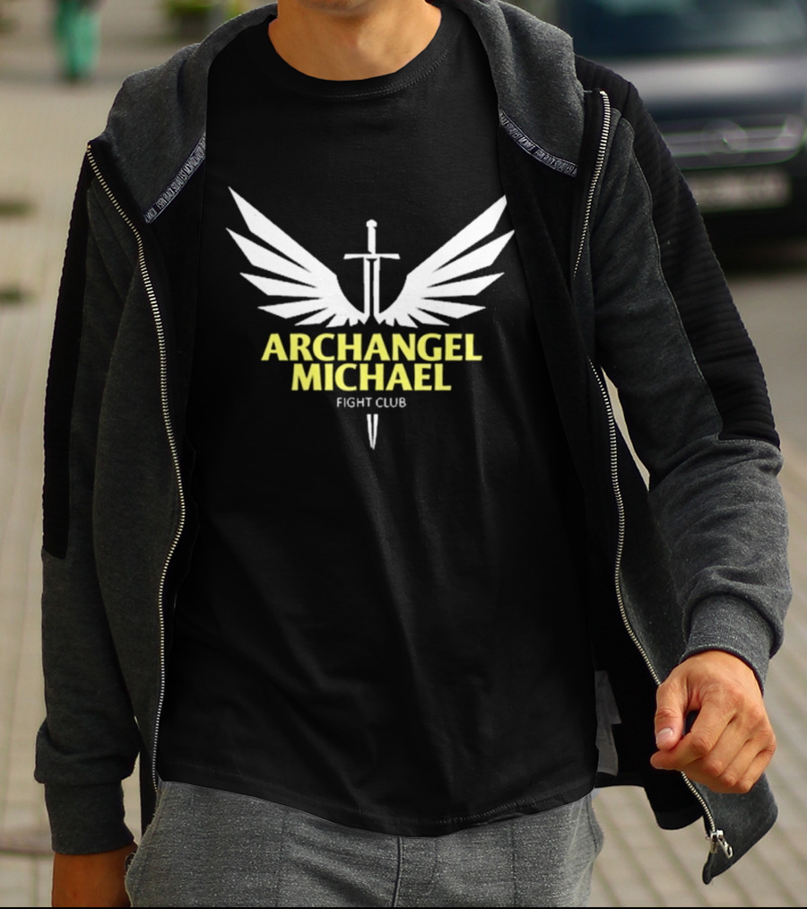 Archangel Michael Sword Wings Emblem Fight Club T-Shirt