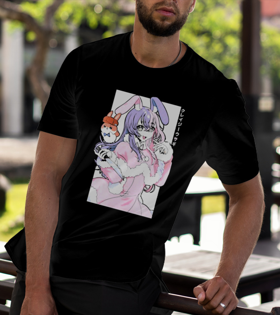 Gamersupps Punkalopi Crazy Usagi Japanese Text Anime Bunny Girl Holding Knife T-Shirt