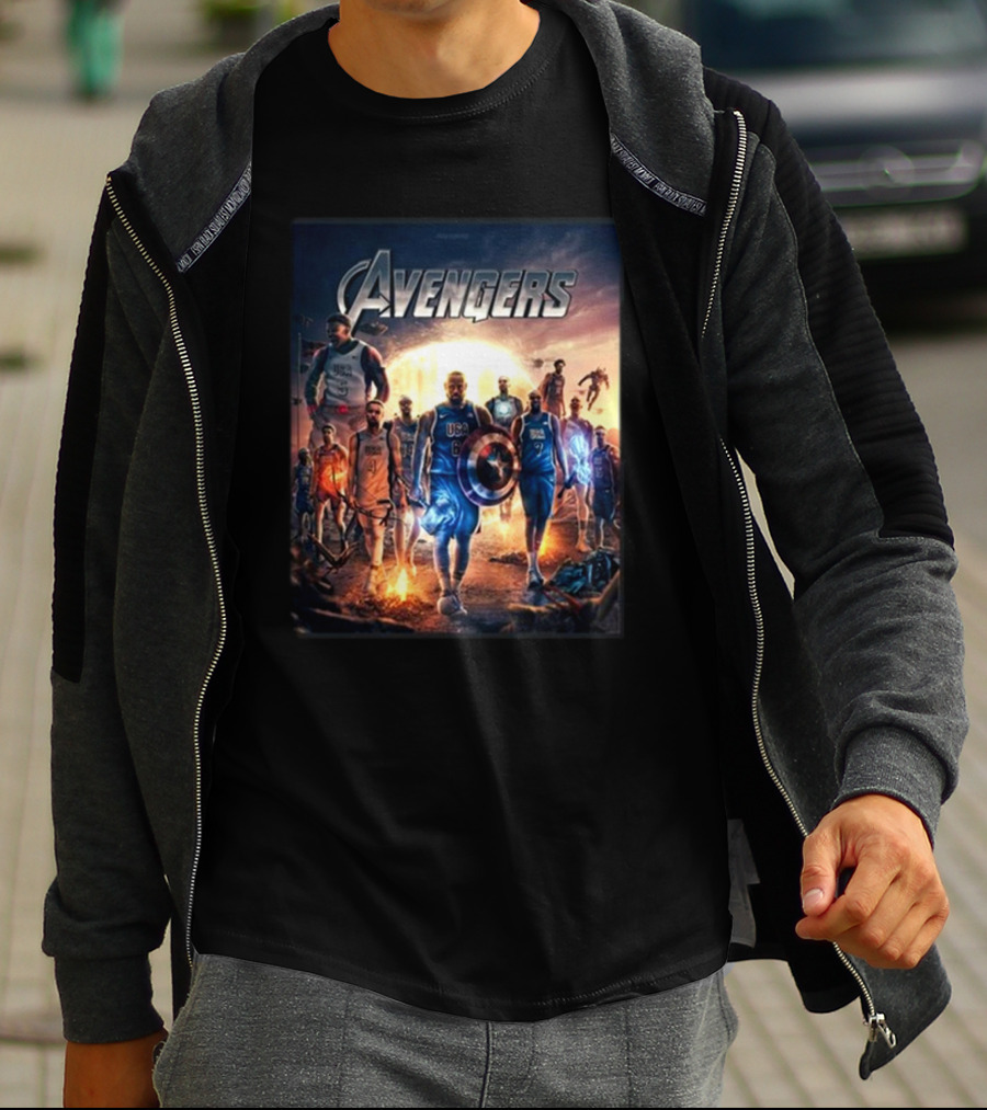 Bronny USA Basketball Avengers Crossover Superhero Team T-Shirt