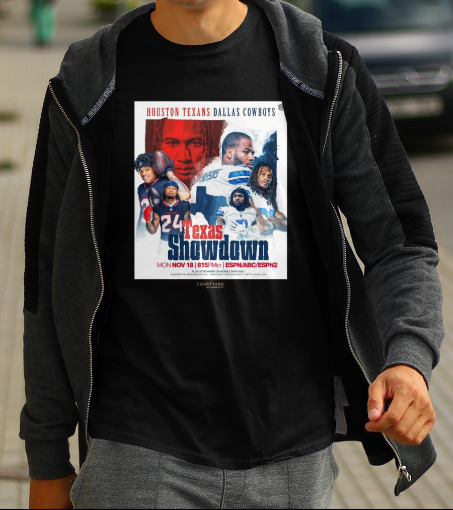 Houston Texans Dallas Cowboys Texas Showdown Mon Nov 18 815PM ET ESPN ABC ESPN2 T-Shirt