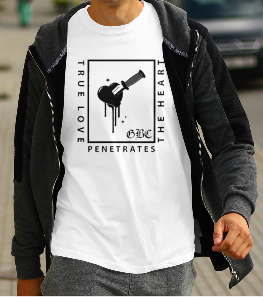 True Love Penetrates The Heart GBC Dripping Heart With Sword T-Shirt