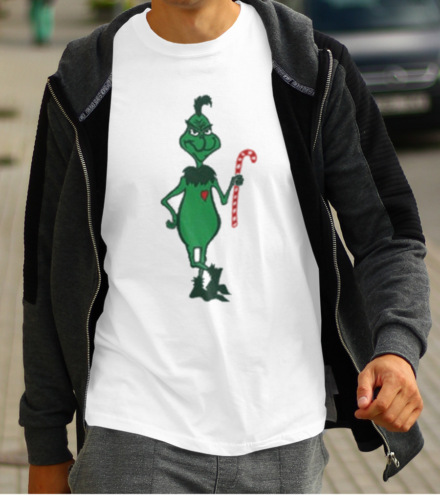 Grinch Holding Candy Cane Trey Anastasio Christmas T-Shirt