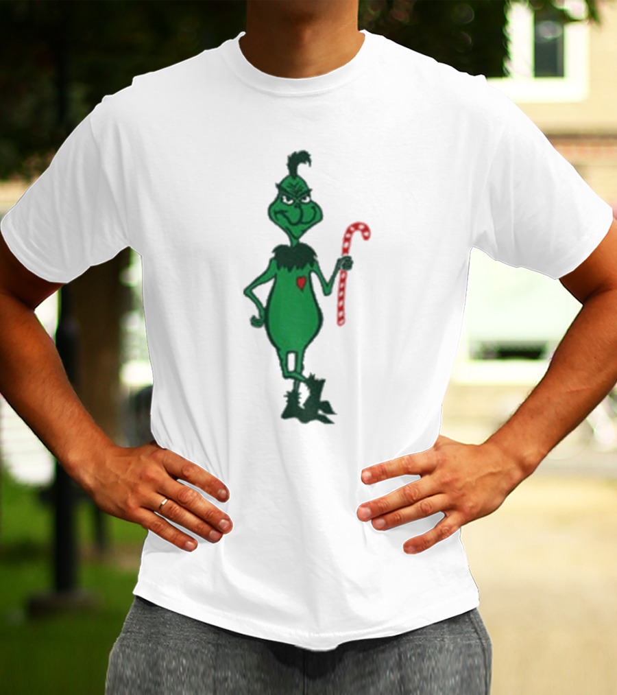 Grinch Holding Candy Cane Trey Anastasio Christmas T-Shirt
