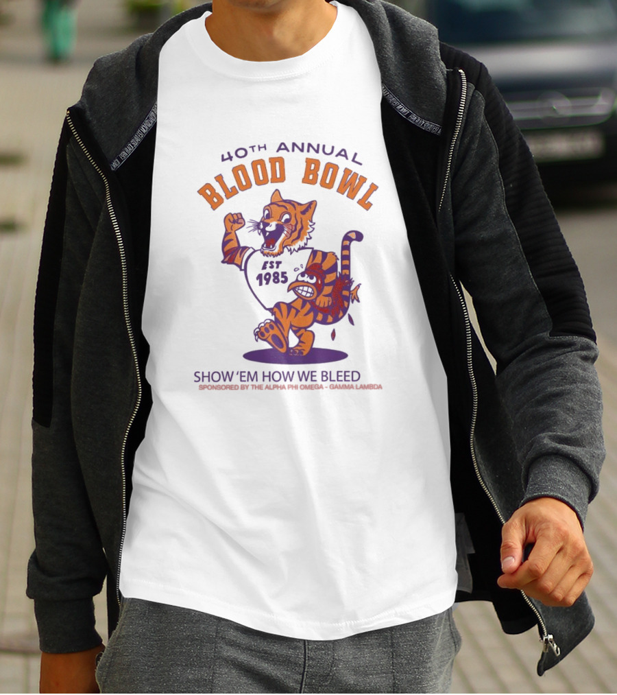 40th Annual Blood Bowl Est 1985 Show 'Em How We Bleed Sponsored By Alpha Phi Omega Gamma Lambda T-Shirt