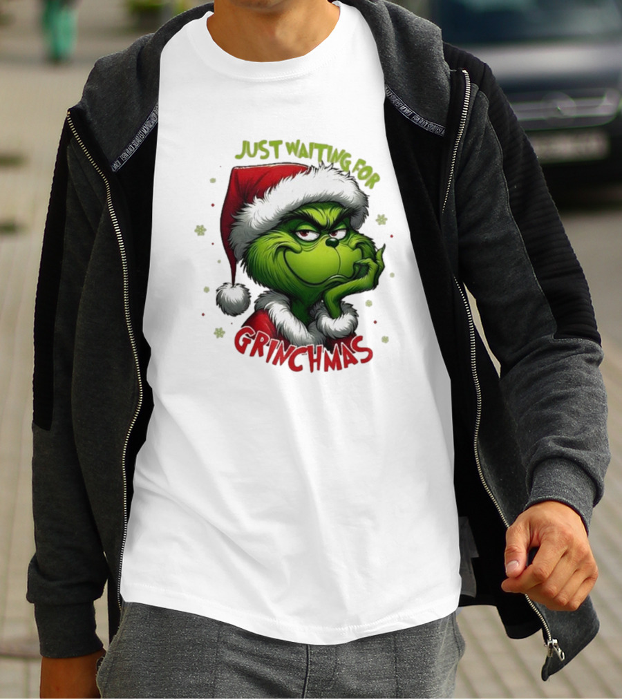 Just Waiting For Grinchmas Merry Christmas T-Shirt