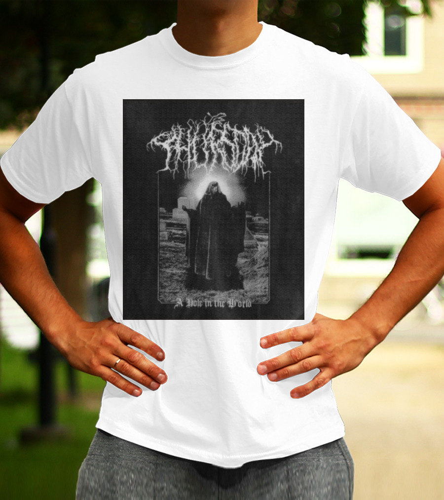 Thursday A Hole In The World Mysterious Cloaked Figure In Cemetery T-Shirt