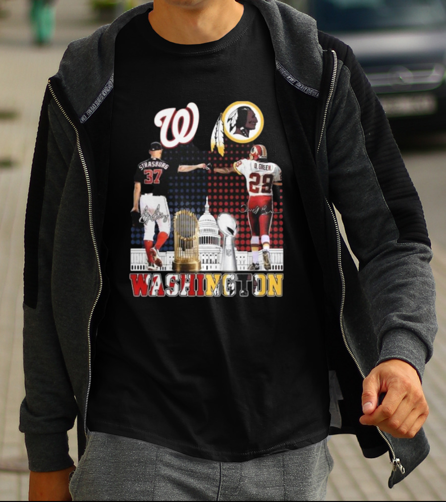 Washington Strasburg D. Green Capitol W Emblems Redskins Thank You For The Memories Signatures T-Shirt