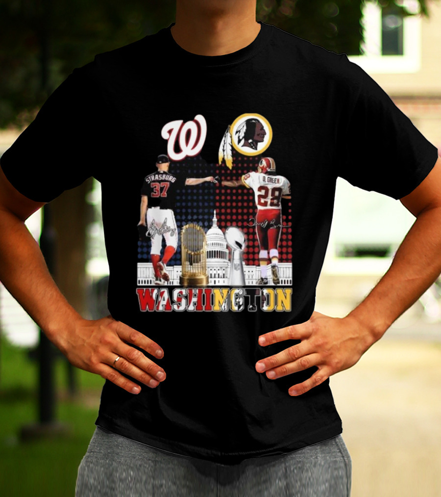 Washington Strasburg D. Green Capitol W Emblems Redskins Thank You For The Memories Signatures T-Shirt