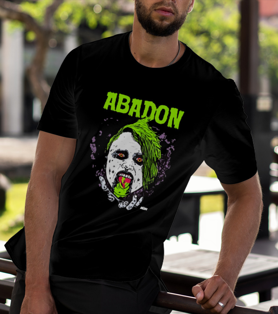 Abadon AEW Neon Green Zombie Face I Can Never Die T-Shirt