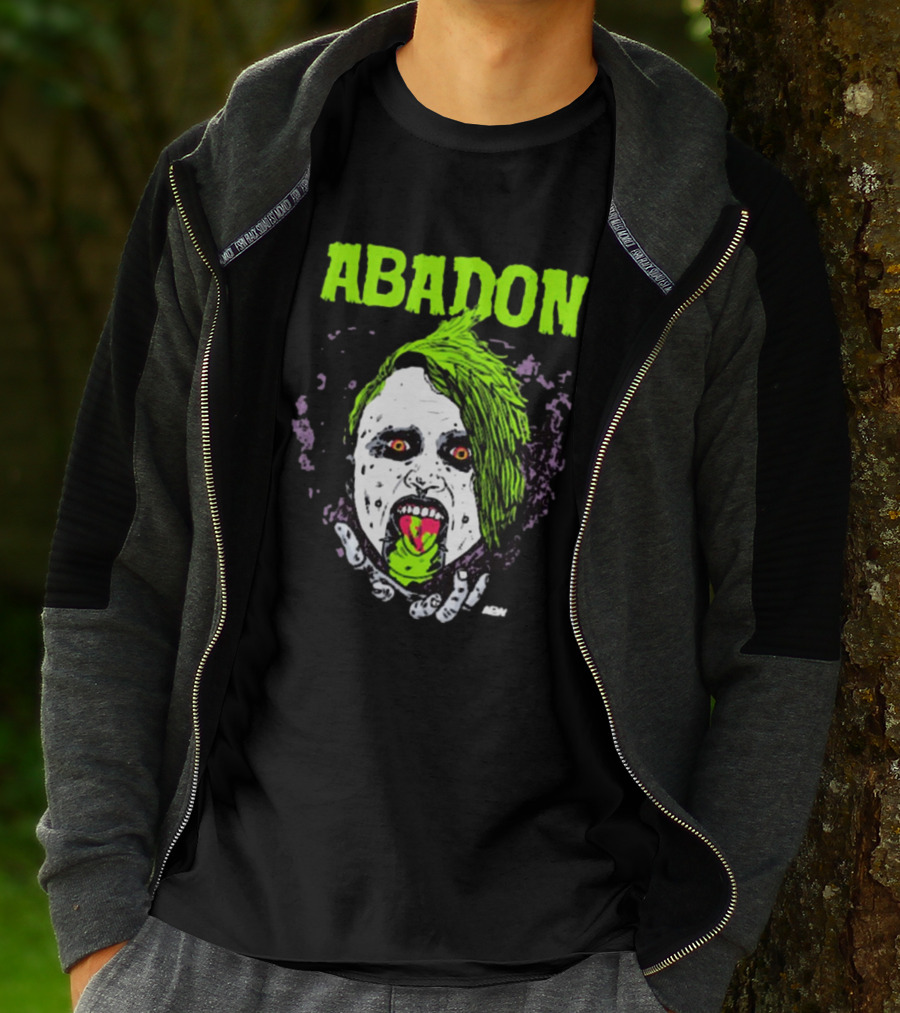 Abadon AEW Neon Green Zombie Face I Can Never Die T-Shirt