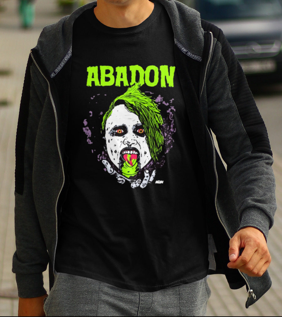 Abadon AEW Neon Green Zombie Face I Can Never Die T-Shirt