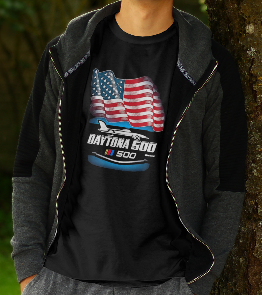 Daytona 500 American Flag Racing Daytona International Speedway 2025 Checkered Flag Sports T-Shirt