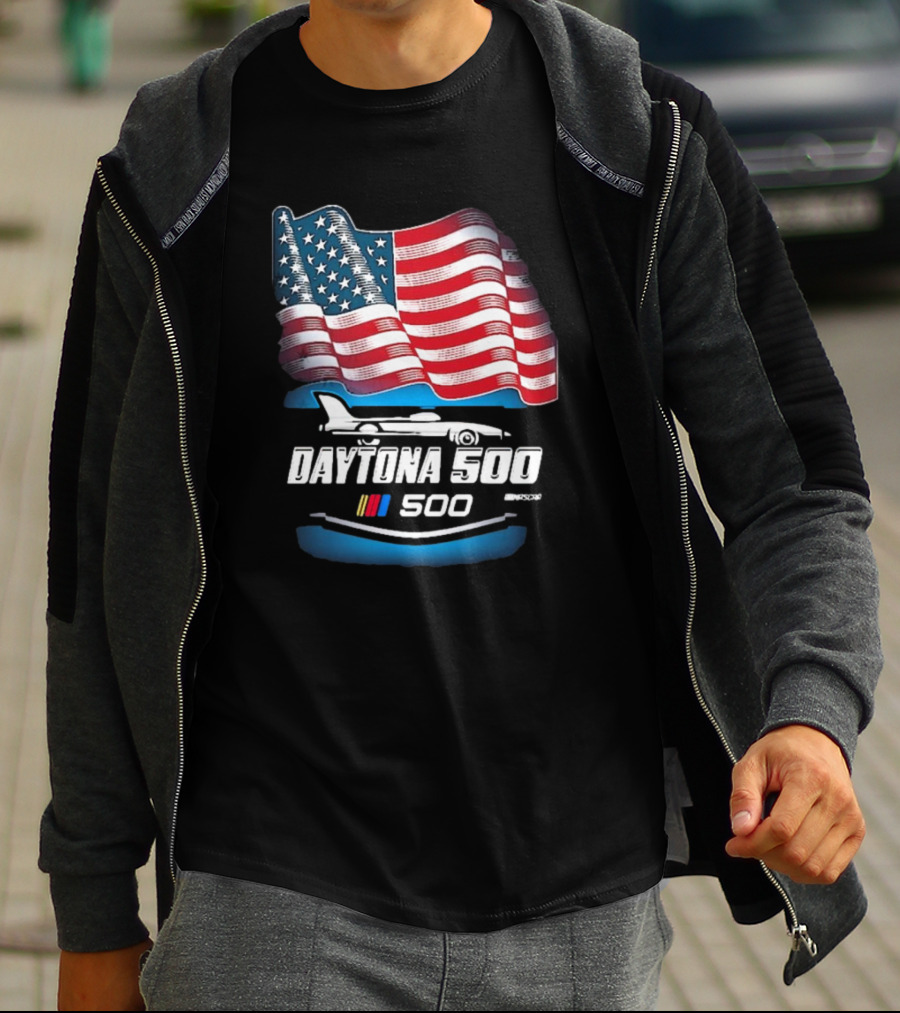 Daytona 500 American Flag Racing Daytona International Speedway 2025 Checkered Flag Sports T-Shirt
