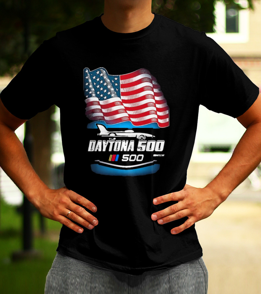 Daytona 500 American Flag Racing Daytona International Speedway 2025 Checkered Flag Sports T-Shirt